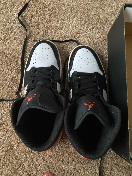 Nike Air Jordan 1 Mid Sneakers - Black, White & Orange